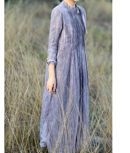 Pleated Women Dresses Ramie Casual Spring Linen Women Dresses SSM97215