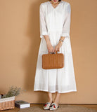 White Women Dresses Ramie Casual Spring Linen Women Dresses MN97215