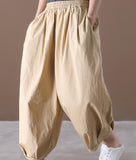 Summer Loose Linen Wide Leg Women Casual Pants Elastic Waist WG05131