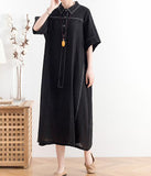 Black Loose Plus Size Women Summer Fashion Shirts Dresses AMT962328