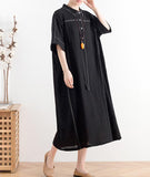 Black Loose Plus Size Women Summer Fashion Shirts Dresses AMT962328