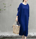 Blue Long Sleeve Women Dresses Casual Loose Women Dresses SSM97215