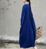 Blue Long Sleeve Women Dresses Casual Loose Women Dresses SSM97215