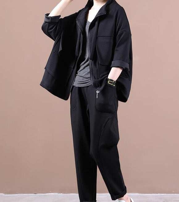 Black Women Casual Hooded Parka Plus Size Fall Short Coat Jacket JT200945