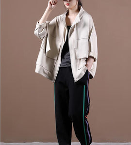 Khaki Women Casual Hooded Parka Plus Size Fall Short Coat Jacket JT200945