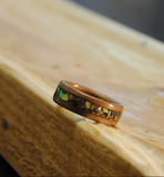 Unique Wedding Wooden Ring Engagement Ring Bands Handcraft Walnut Healing Crystal Inlay Gift 0651