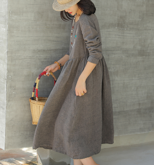 Soft Gray Linen Dresses Summer long SpringWomen Linen Dress 9923 SimpleLinenLife Soft Gray Linen Dresses Summer long SpringWomen Linen Dress 9923 SimpleLinenLife