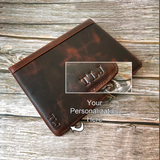 Name/Logo Engraving Men's wallet,RFID leather Wallet Personalize Leather Portfolio,Holder/Gift For Him