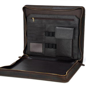 Leather Portfolio Notepad Holder, Business Briefcase, Portfolio Folder Organizer, Anniversary Gift for Him/ 2115