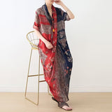 Floral Silk Loose Long Dresses Plus Size AMT962328