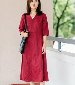Red-100%-linen-women-Dresses-summer-women-dresses- (14)