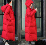 Red Long Women Duck Down Coats Jackets Winter Women Hooded Down Jacket Plus Size2