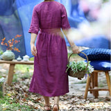 Summer-Linen-Women -Dresses-Sleeves-O-Neck-Dresses (3)