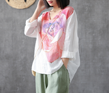 Length Sleeve Summer Women Casual Blouse  Linen Shirts  Women Tops