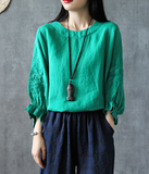 Embroidery Sleeve Summer Women Casual Blouse Cotton Linen Shirts  Women Tops DZA2005248