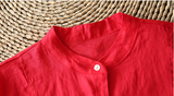 Length Sleeve Summer Women Casual Blouse Linen Shirts Tops