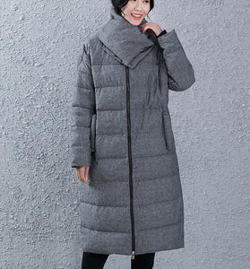 Two Side Wears Women Winter Loose Thick 90% Duck Down Jackets Warm Long Down Coat