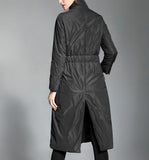 Stand Collar Long Women Down Coat Winter Loose 90% Duck Down Jackets Coat With Waist Belt