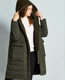 Army Green Women Winter Thick 90% Duck Down Jackets Warm Down Coat