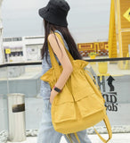 Washed Oxford Simple Design Casual Large Backpack Women Handbag Bag Shoulder Tote Bag