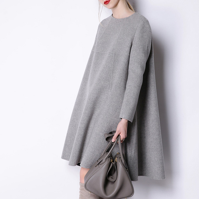 Back Buttons Dress Women Winter Black Long Women Wool Coat Jacket –  SimpleLinenLife