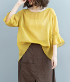 Women Casual Blouse Linen Shirts Loose Blouse Plus Size Women Tops 