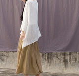 Women Linen Tops Women Blouse 3/4 Sleeves Loose Style H9504
