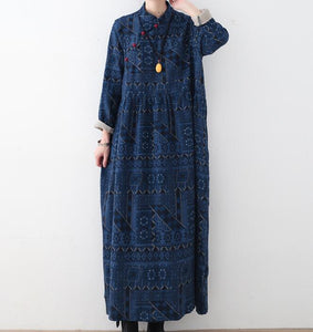 Cotton Linen Print Long Women Dresses Plus Size AMT962328