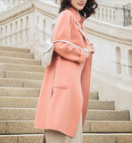 Pink Warm Women Wool Coat Jacket,Handmade Long Coat,Women Double Face Wool Coat Jacket 2251