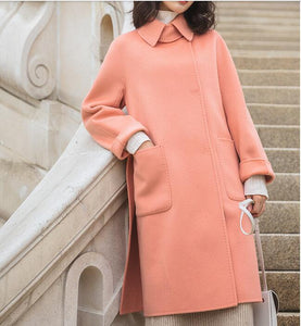 Pink Warm Wool Coat Jacket,Handmade Long Coat,Women Wool Coat Jacket / SimpleLinenLife Pink Warm Wool Coat Jacket,Handmade Long Coat,Women Wool Coat Jacket / SimpleLinenLife