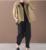 Draw String Hooded Loose Short Casual Coat A line Parka Plus Size Coat Jacket
