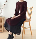 Knit Linen Loose Long Dresses Plus Size AMT962328
