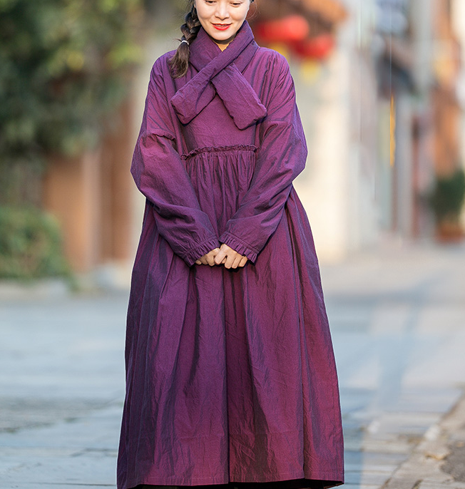 Thick Fleece Long Sleeve Cotton Dress Winter Women Dress XSYCP9201229 – SimpleLinenLife