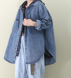 A line Slit Hooded Loose Hooded Casual Coat Parka Plus Size Coat Jacket Fake Two-piece