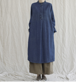 Denim Loose Long Sleeve Line Women Dress YM201229