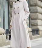 Double Breast Wool Coat, Handmade Long Warm Women Wool Coat Jacket Waist Belt/7755