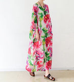 Spring Floral Loose Long Dresses Plus Size AMT962328