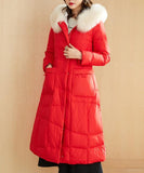 Fur Trim Long Winter Duck Down Jacket Hooded Down Jacket Women Coat