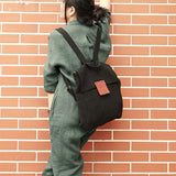 Black Canvas Women Backpack Simple Style Women Backpack Shoulder Bag