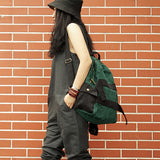 Patchwork Lace Green Simple Style Women Backpack Shoulder Bag