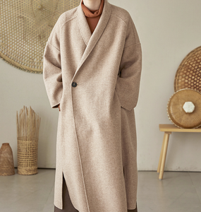 Slit Wool Coat Handmade Long Warm Long Women Wool Coat Jackets 2512