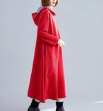Hooded Women Linen Cotton Padded Loose Dresses Long Sleeve Women Dress YM9201229