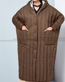 Slit Long Hooded Women Winter Loose Thick 90% Duck Down Jackets WarmDown Coat