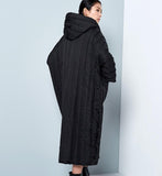 Slit Long Hooded Women Winter Loose Thick 90% Duck Down Jackets WarmDown Coat