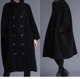 loose Black Long Women Wool Coat/0022