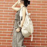 Checked Casual Simple Style Women Backpack Shoulder Bag