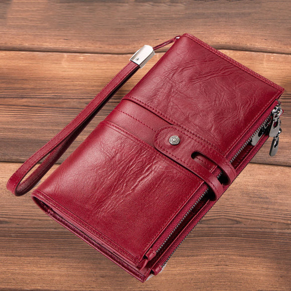 Men's Leather Wallet Leather Purse Hand Bag Clutch Bag Card Package Storage Bag For Unisex