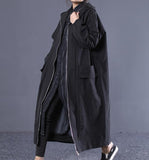 Long Hooded Casual Coat Loose A line Parka Plus Size Coat Jacket