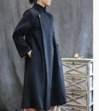 Long Black Women Winter Black Long Women Wool Coat Jacket 1005