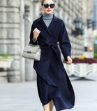 Slit Waist Belt Wool Coat, Handmade Long Warm Women Wool Coat Jacket/2662